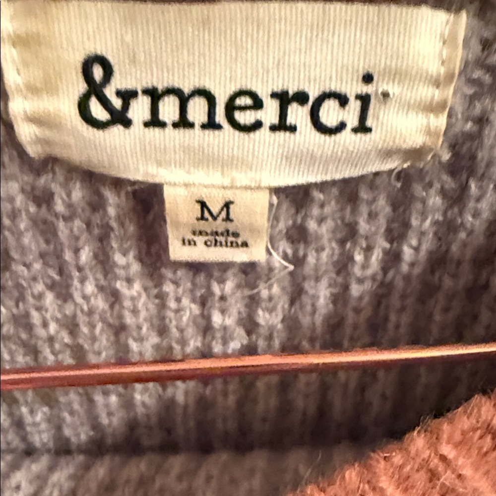 &merci Women's Brown and Tan Crew Neck Sweater Dolman Batwing Sleeves - Picture 3 of 9